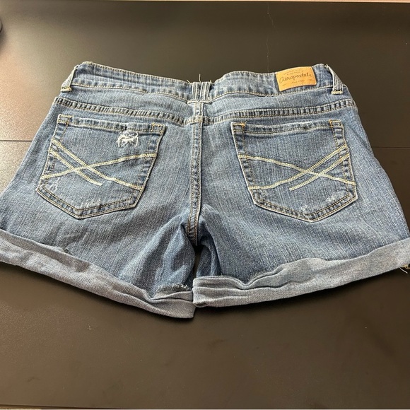 Aeropostale Jeans Denim Shorts Women's Distressed Cuffed Blue Size 3/4 - Picture 2 of 6